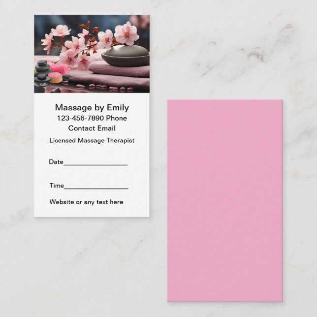 Massage Therapist Modern Appointment Business Card (Front/Back)