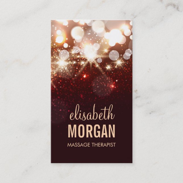 Massage Therapist - Modern Glitter Sparkle Business Card (Front)