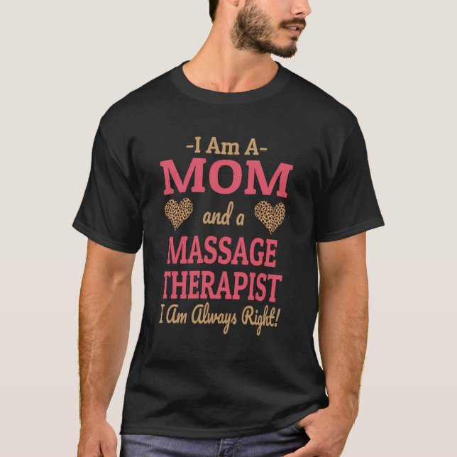 Massage Therapist Mom Leopard Print Hearts Cute Gi T-Shirt (Front)