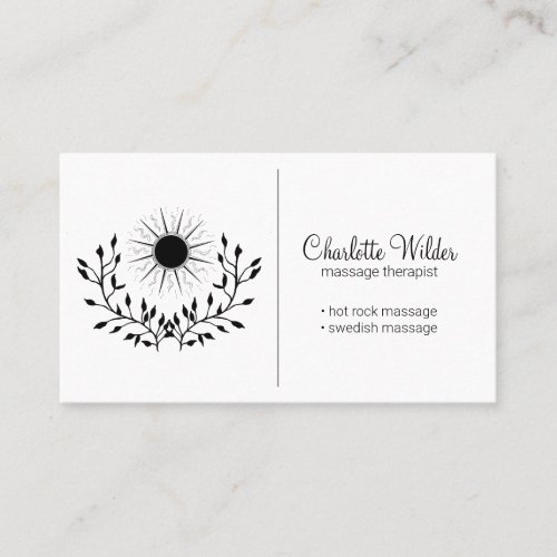 Massage Therapist Moon And Laurel Business Card