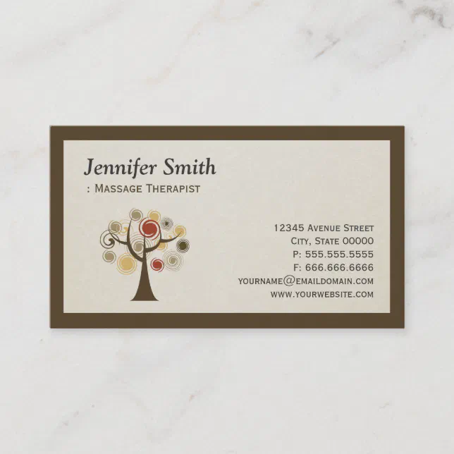 Massage Therapist - Nature Tree of Life Business Card | Zazzle