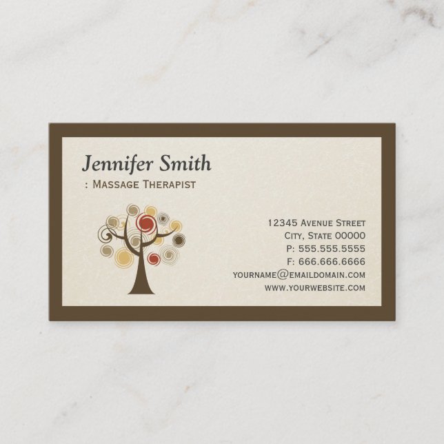 Massage Therapist - Nature Tree of Life Business Card (Front)