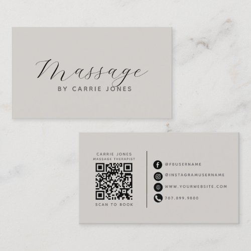 Massage Therapist Neutral QR Code Business Card