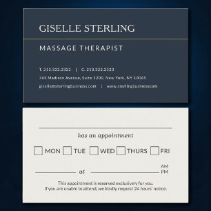 Massage Therapist Office Appointment Reminder Business Card