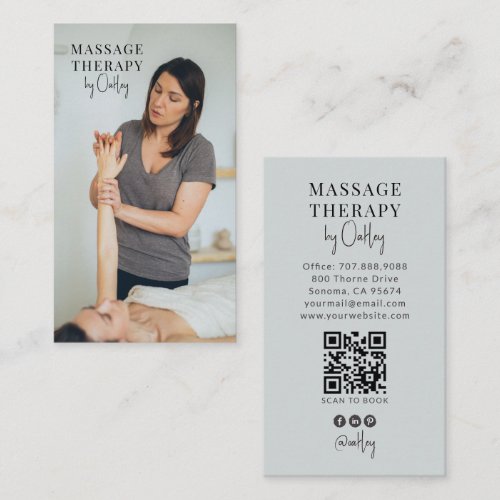 Massage Therapist Photo QR Code Business Card