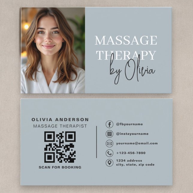 Massage Therapist Photo QR Code Business Card (Creator Uploaded)