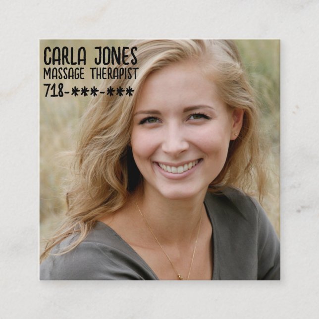MASSAGE THERAPIST PHOTO SQUARE Business Card (Front)