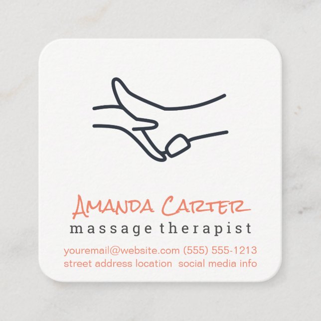 Massage Therapist | Physical Therapist Square Business Card (Front)
