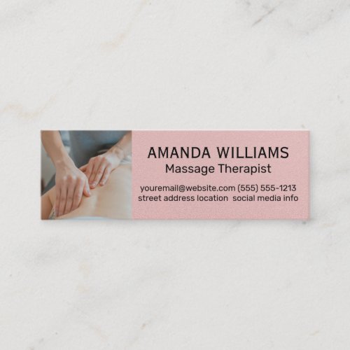 Massage Therapist  Pink Leather Texture Mini Business Card