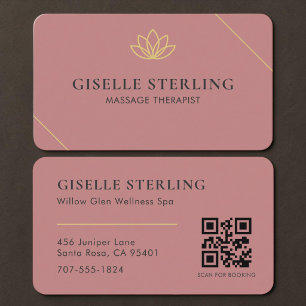 Massage Therapist Pink QR Code  Business Card