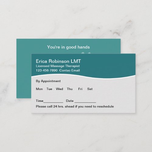 Massage Therapist Professional Appointment Cards