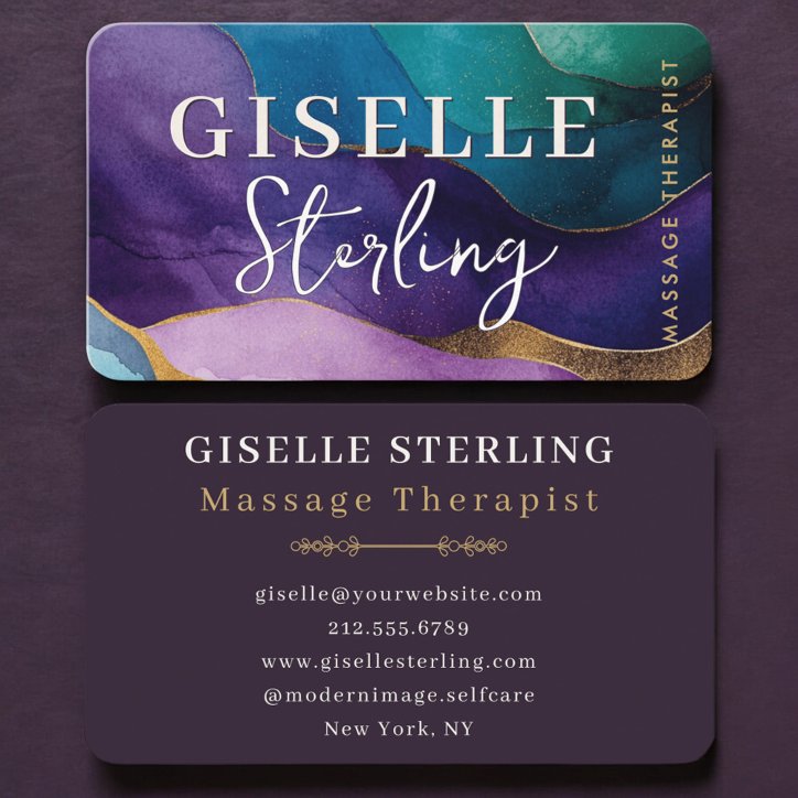 Massage Therapist Purple Business Card