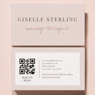 Massage Therapist QR Code Blush Pink  Business Card