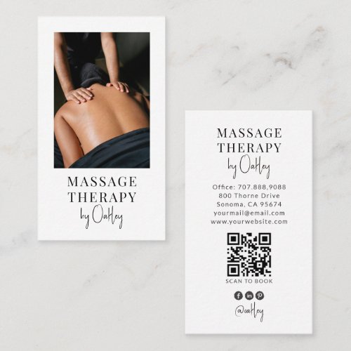Massage Therapist QR Code Photo Business Card