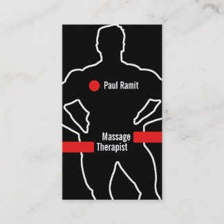 Massage Therapist Red Black Business Card