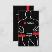 Massage Therapist Red Black Business Card (Front/Back)