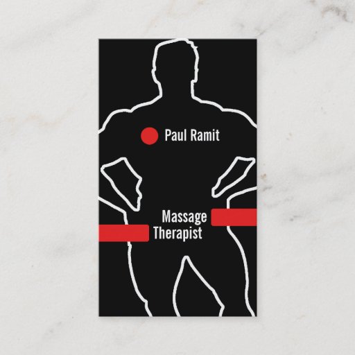 Customizable Massage Therapist Red Black Business Card