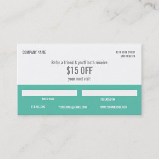 Massage therapist referral card