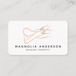 Massage Therapist Rose Gold Foil Brushed Metal Business Card