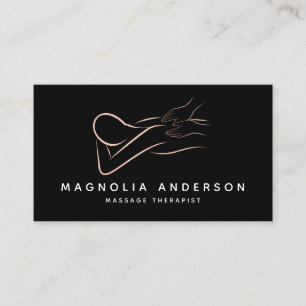 Massage Therapist Rose Gold Foil Brushed Metal Business Card