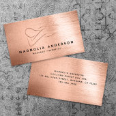 Massage Therapist Rose Gold Foil Brushed Metal  Business Card