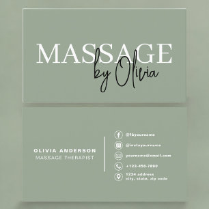 Massage Therapist Sage Green Business Card
