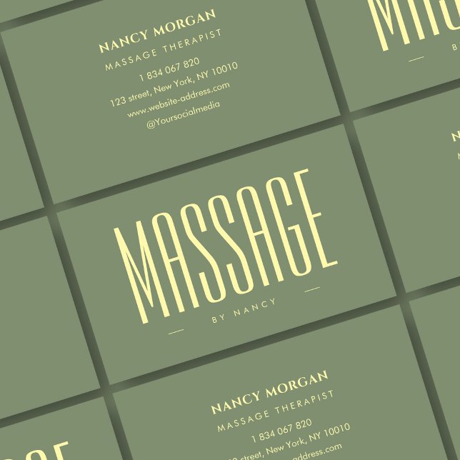 Massage Therapist Sage Green  Business Card (Creator Uploaded)