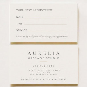 Massage Therapist Salon Appointment Card
