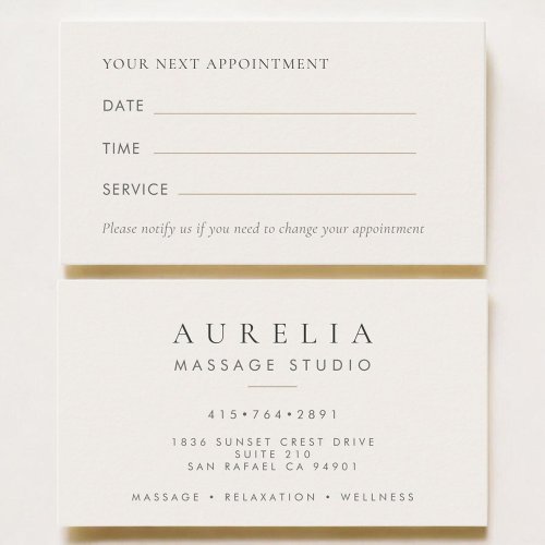 Massage Therapist Salon Appointment Card