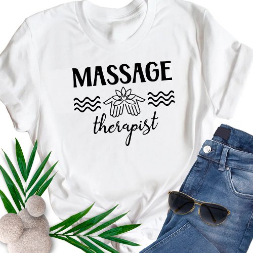 Massage Therapist Salon Clinic Lotus Hands T_Shirt