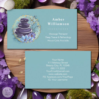 Massage Therapist Salon Spa Stylist Zen Stones Business Card