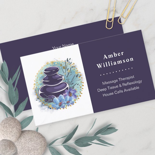 Massage Therapist Salon Spa Stylist Zen Stones Business Card (Creator Uploaded)