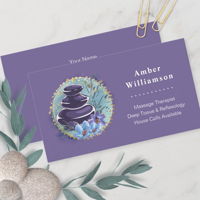 Massage Therapist Salon Spa Stylist Zen Stones Business Card (Creator Uploaded)