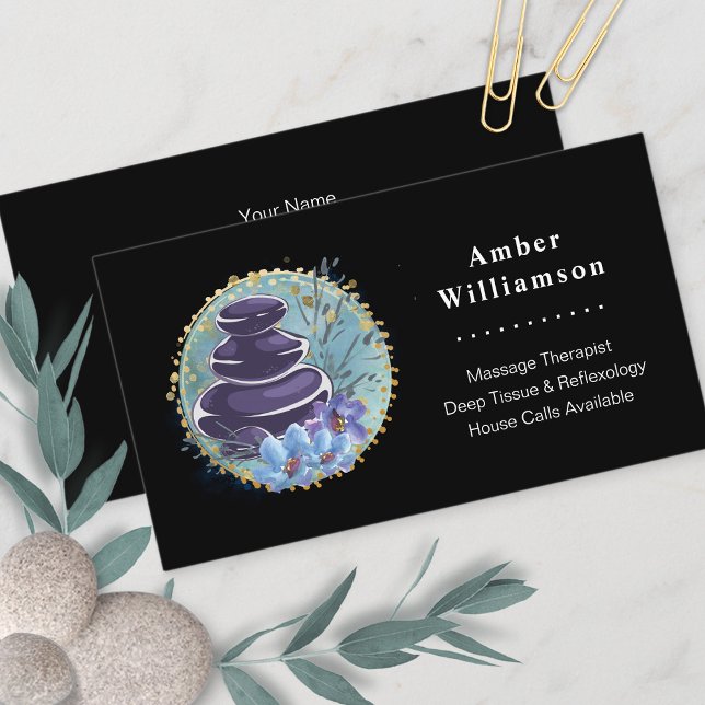 Massage Therapist Salon Spa Stylist Zen Stones Business Card (Creator Uploaded)
