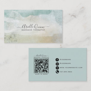 Massage Therapist Serene Abstract Watercolor Business Card