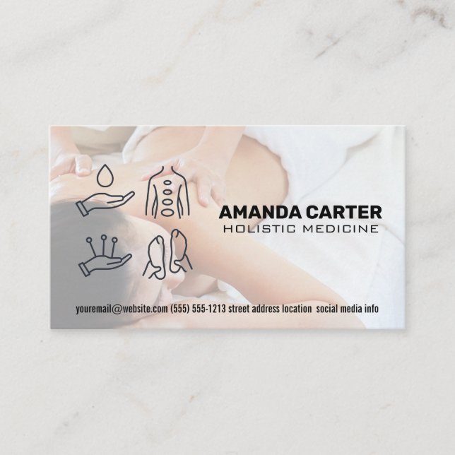 Massage Therapist Session | Holistic Healing Business Card (Front)