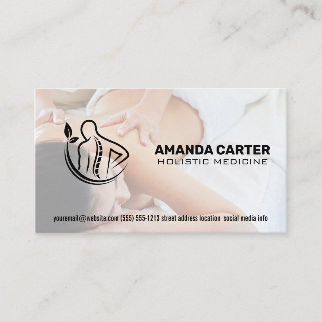 Massage Therapist Session | Spinal Back Logo Business Card (Front)