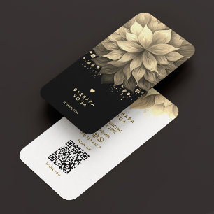 Massage Therapist Spa Elegant Black White Lotus Business Card
