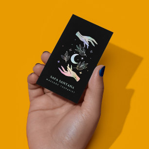 Massage Therapist Spa Healing Hands Holographic  Business Card
