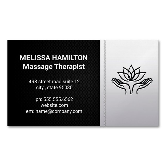 Massage Therapist | Spa | Healing Hands Icon Business Card Magnet (Front)