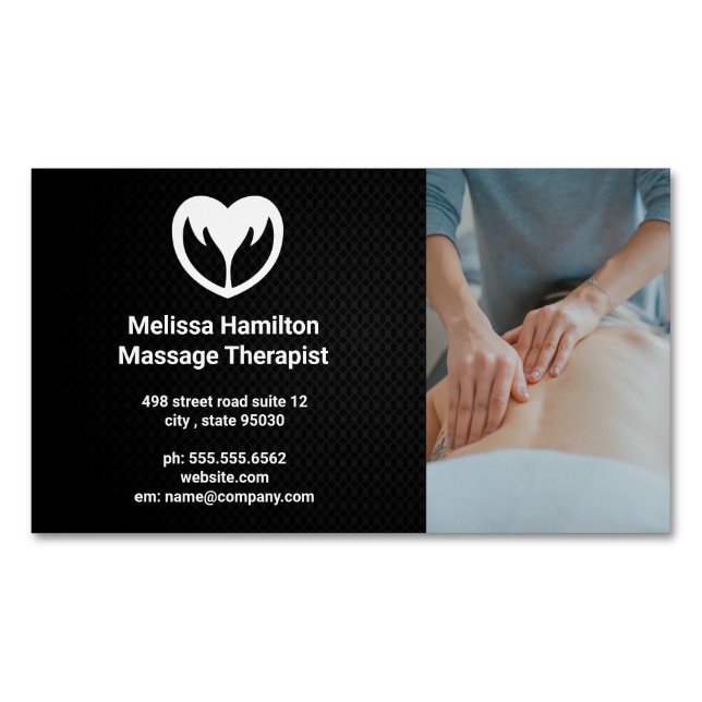 Massage Therapist | Spa | Heart Hands Icon Business Card Magnet (Front)