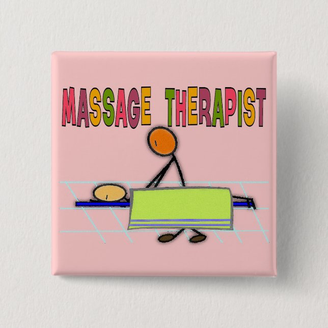 Massage Therapist Stick People Design  Gifts Pinback Button (Front)