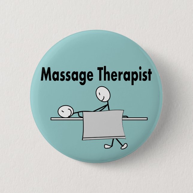 Massage Therapist Stick Person Pinback Button (Front)