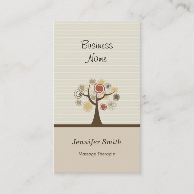 Massage Therapist - Stylish Natural Theme Business Card (Front)