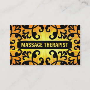 Massage Therapist Sunshine Damask Business Card