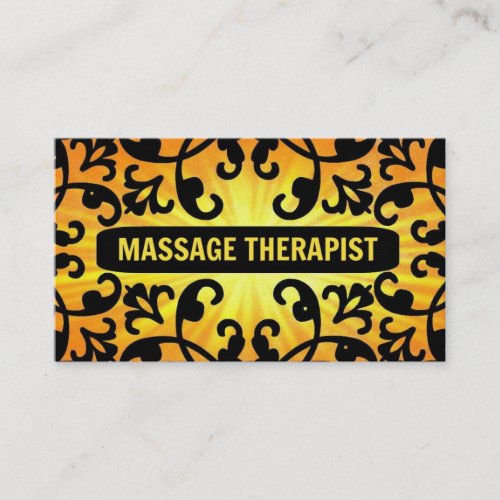 Massage Therapist Sunshine Damask Business Card