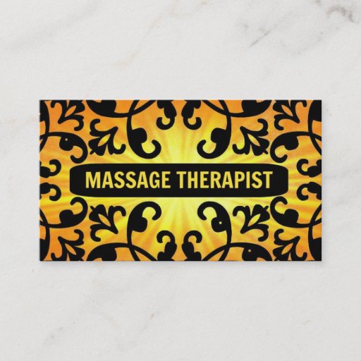 Customizable Massage Therapist Sunshine Damask Business Card