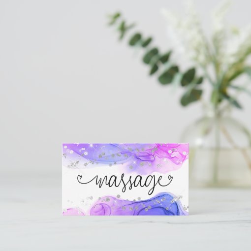 Massage Therapist Therapy Hearts Glitter Business Card Zazzle 7148