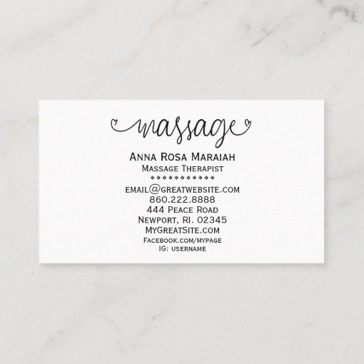 Massage Therapist Therapy Hearts Glitter Business Card Zazzle 3445