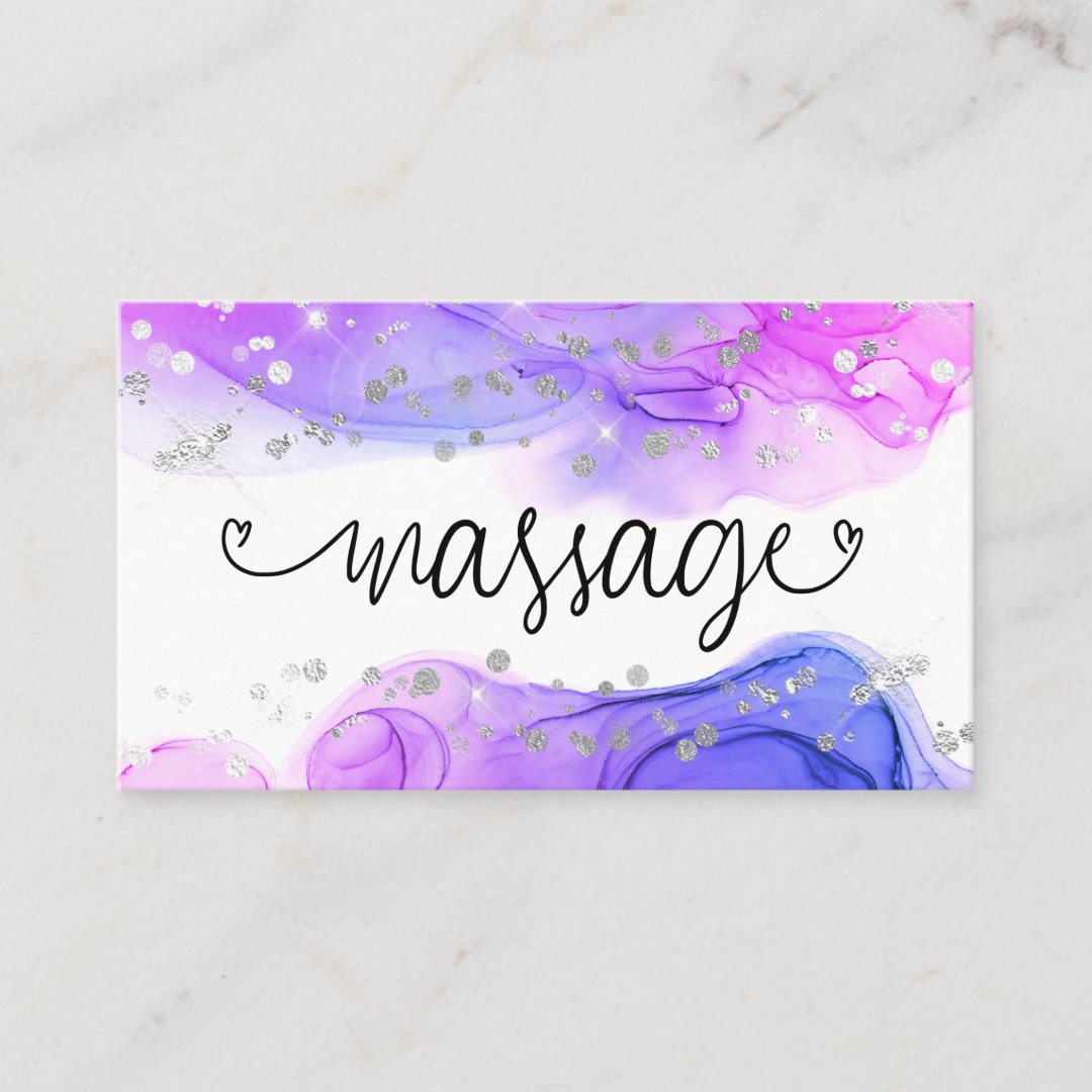 Massage Therapist Therapy Hearts Glitter Business Card Zazzle 3315